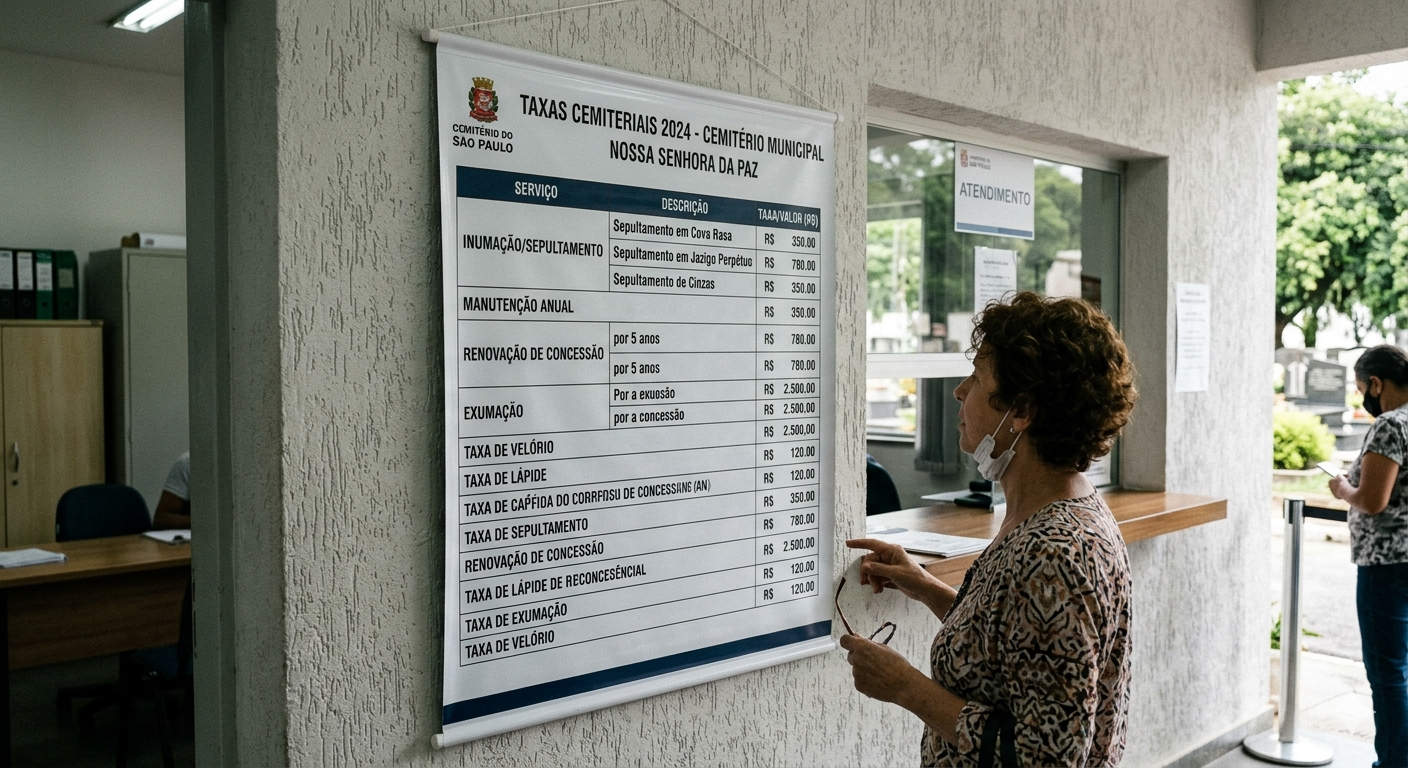 Taxas de cemitério que aumentam o custo do velório e do sepultamento